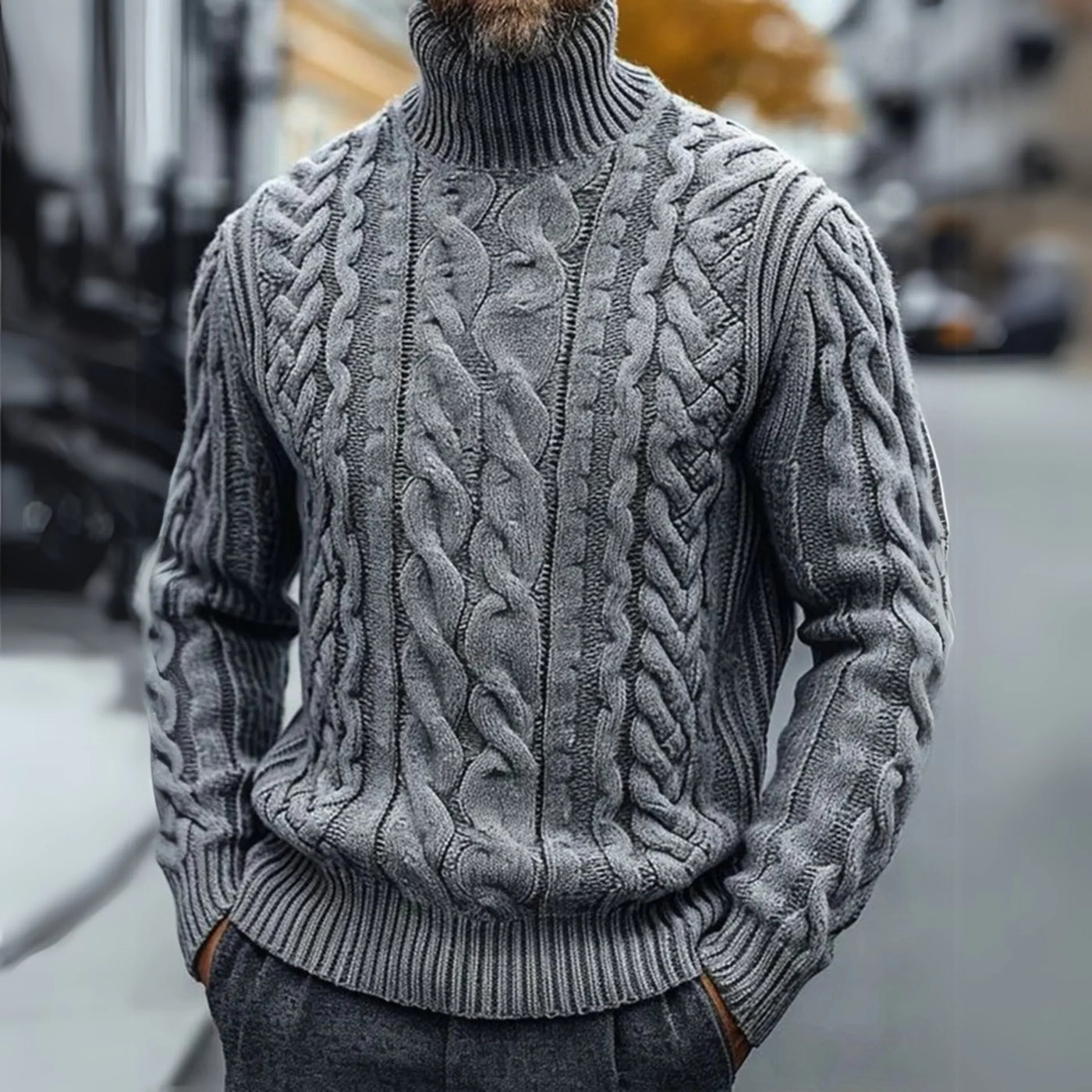William™ | Vintage Polotröja med Kabelstickning