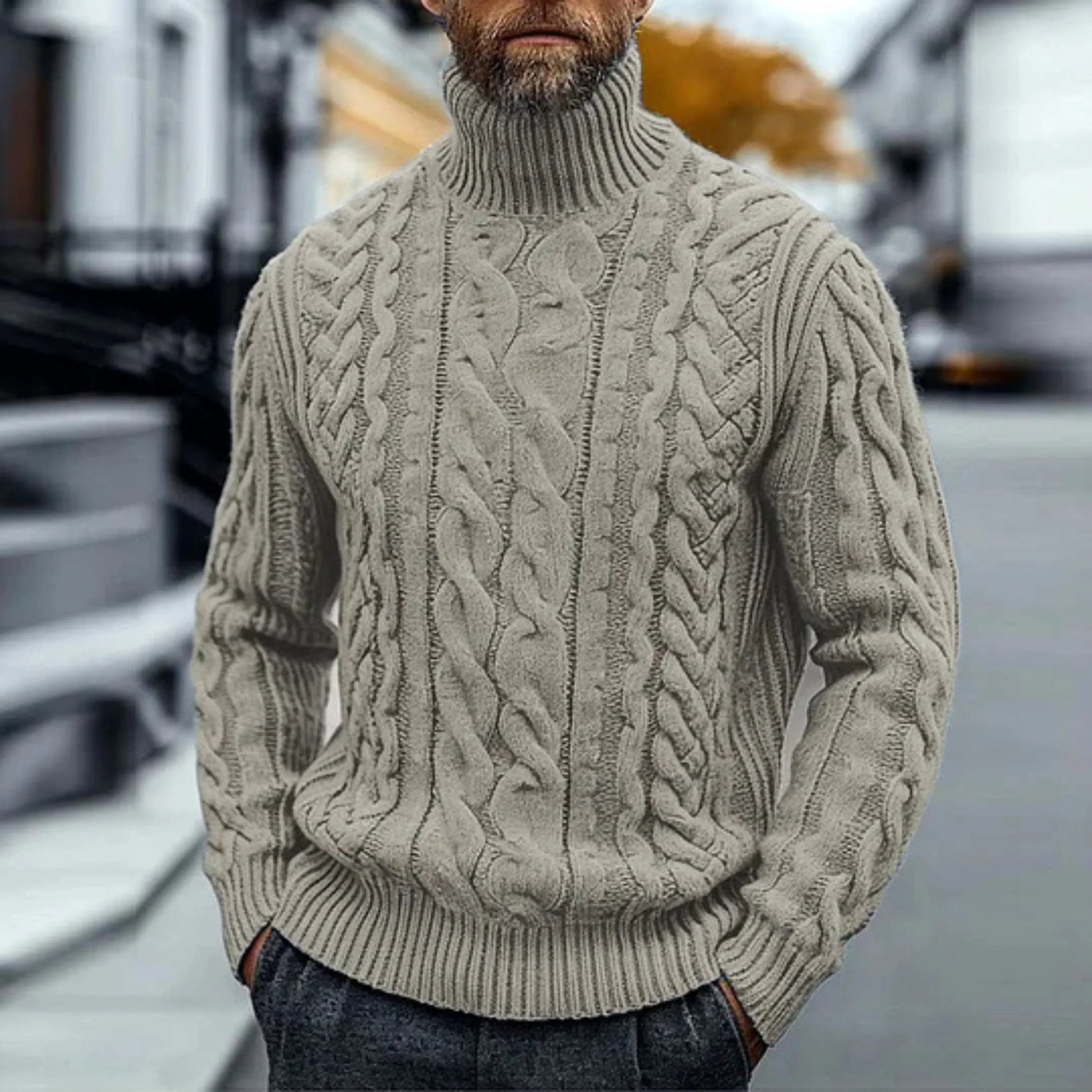 William™ | Vintage Polotröja med Kabelstickning